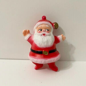 Vintage Mini Blow Mold Santa Christmas Ornament 3 Inch Tall Flaws